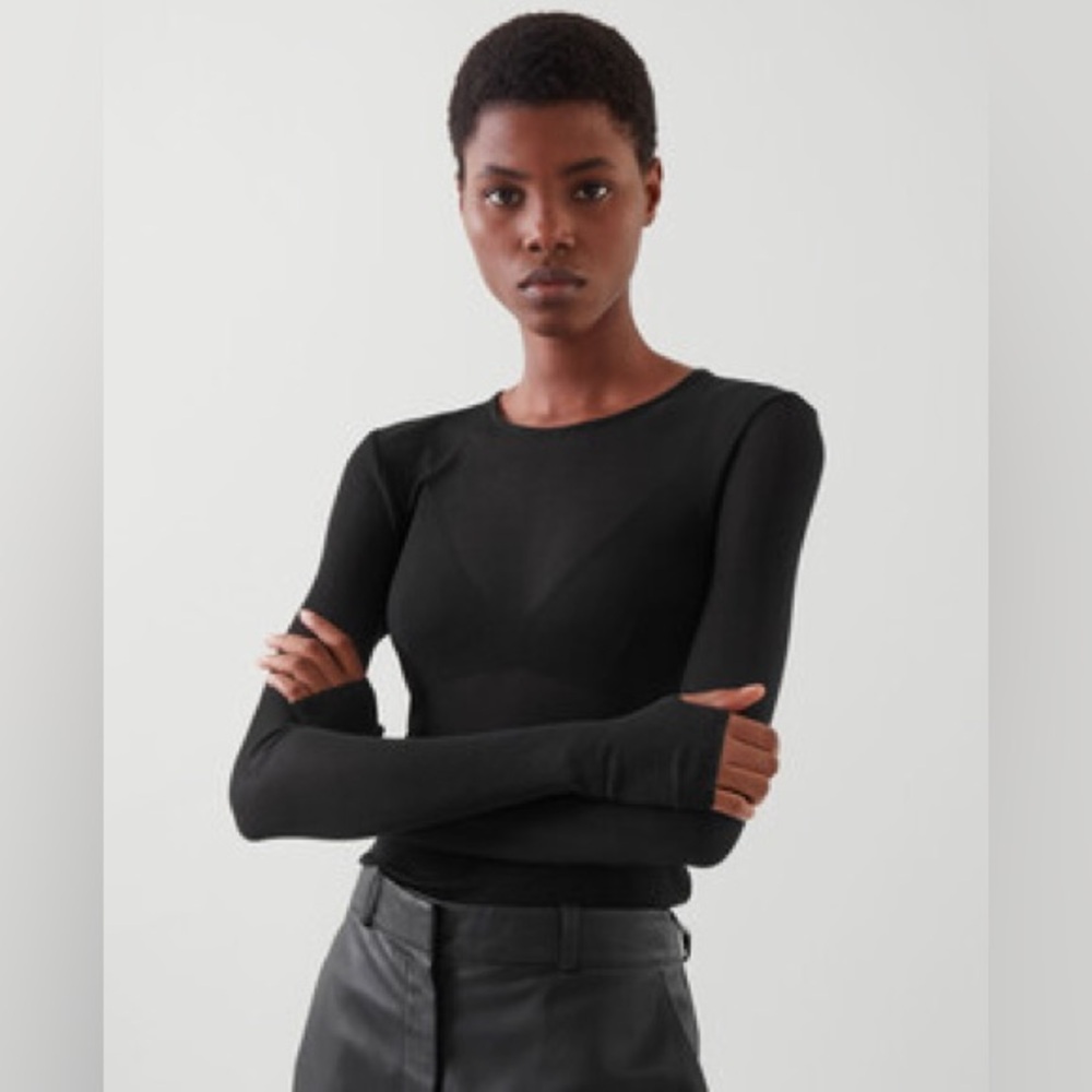 COS Semi Sheer Long Sleeve Top